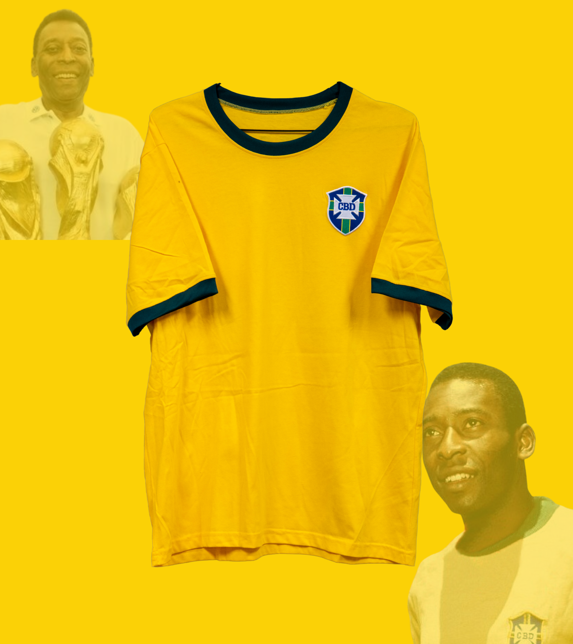 Signert Pele Brasil hjemmedrakt