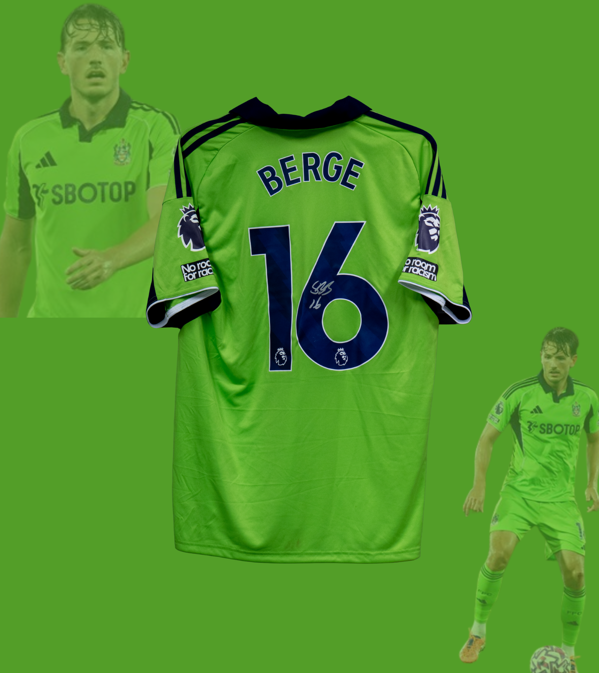 Signert og kampbrukt Sander Berge Fulham drakt