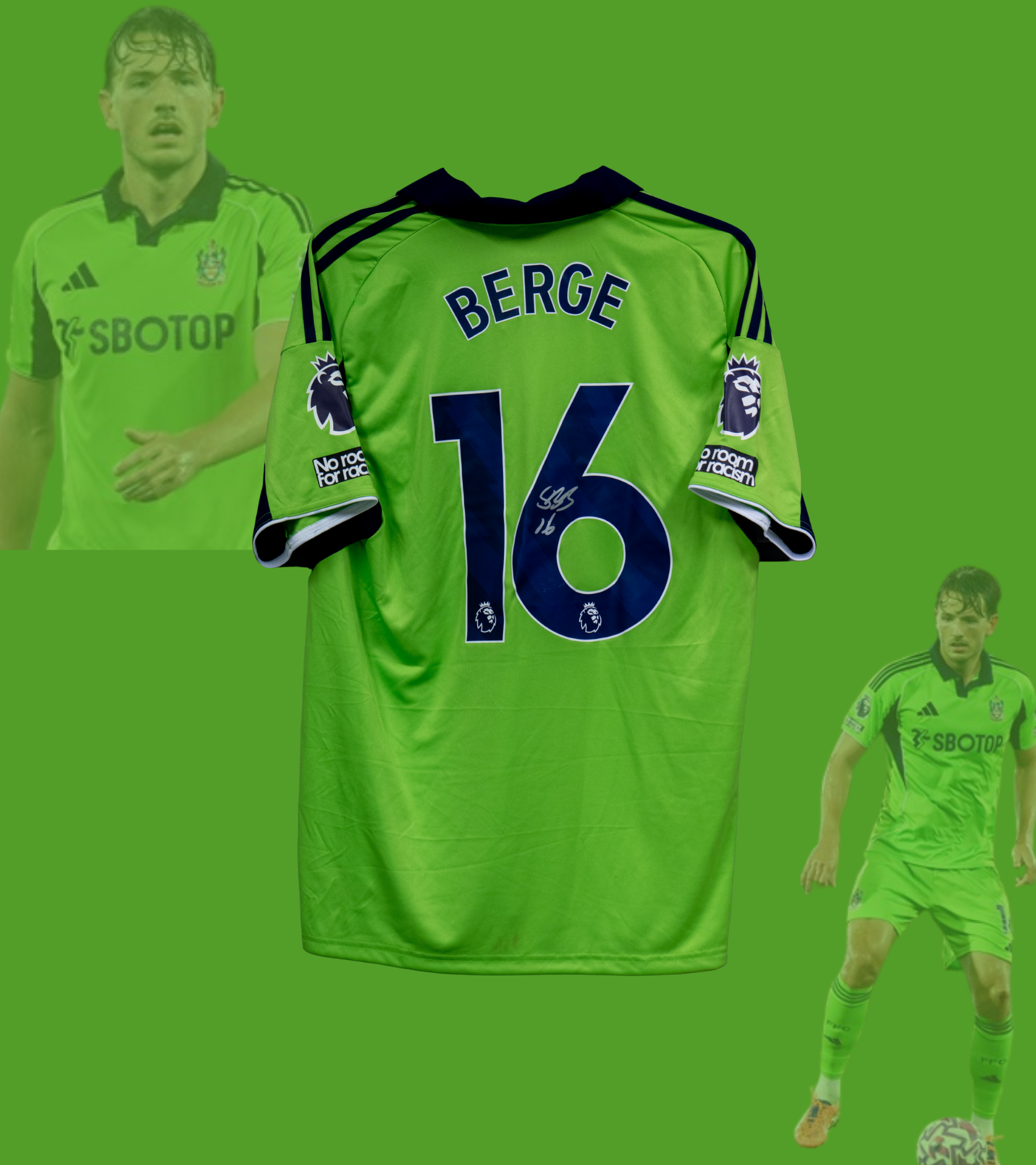 Signert og kampbrukt Sander Berge Fulham drakt