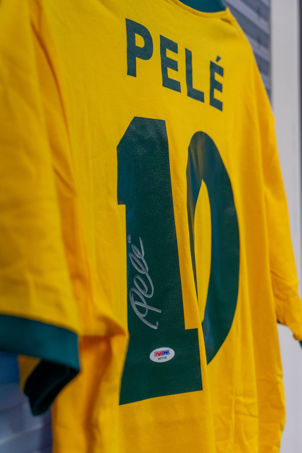 Signert Pele Brasil hjemmedrakt