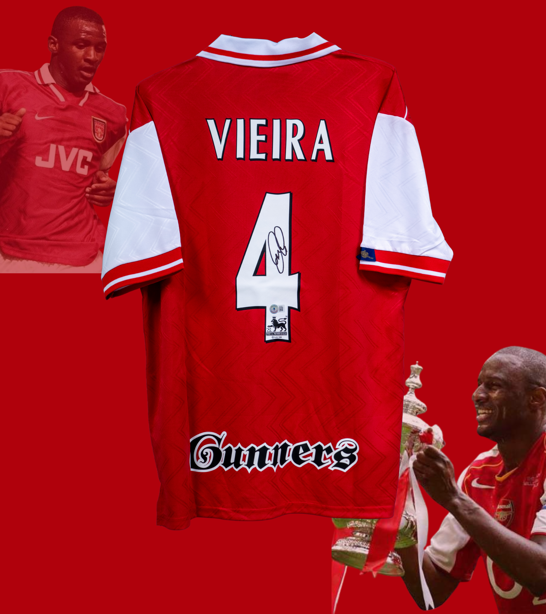 Signert Patrick Vieira Arsenal hjemmedrakt 96/98