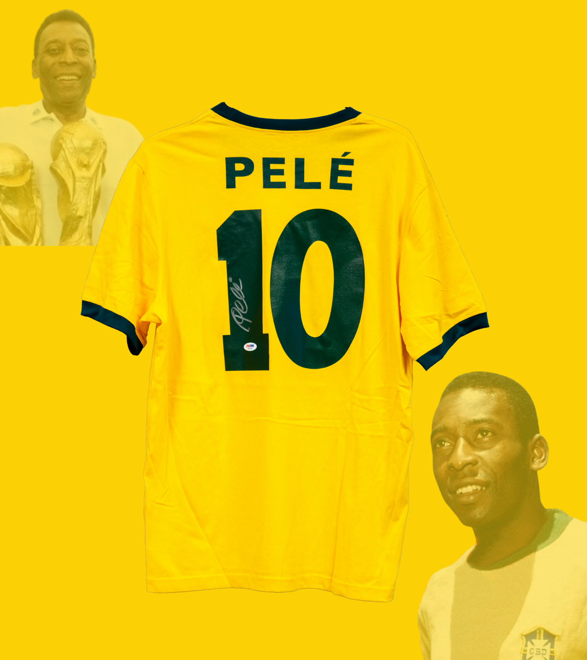 Signert Pele Brasil hjemmedrakt