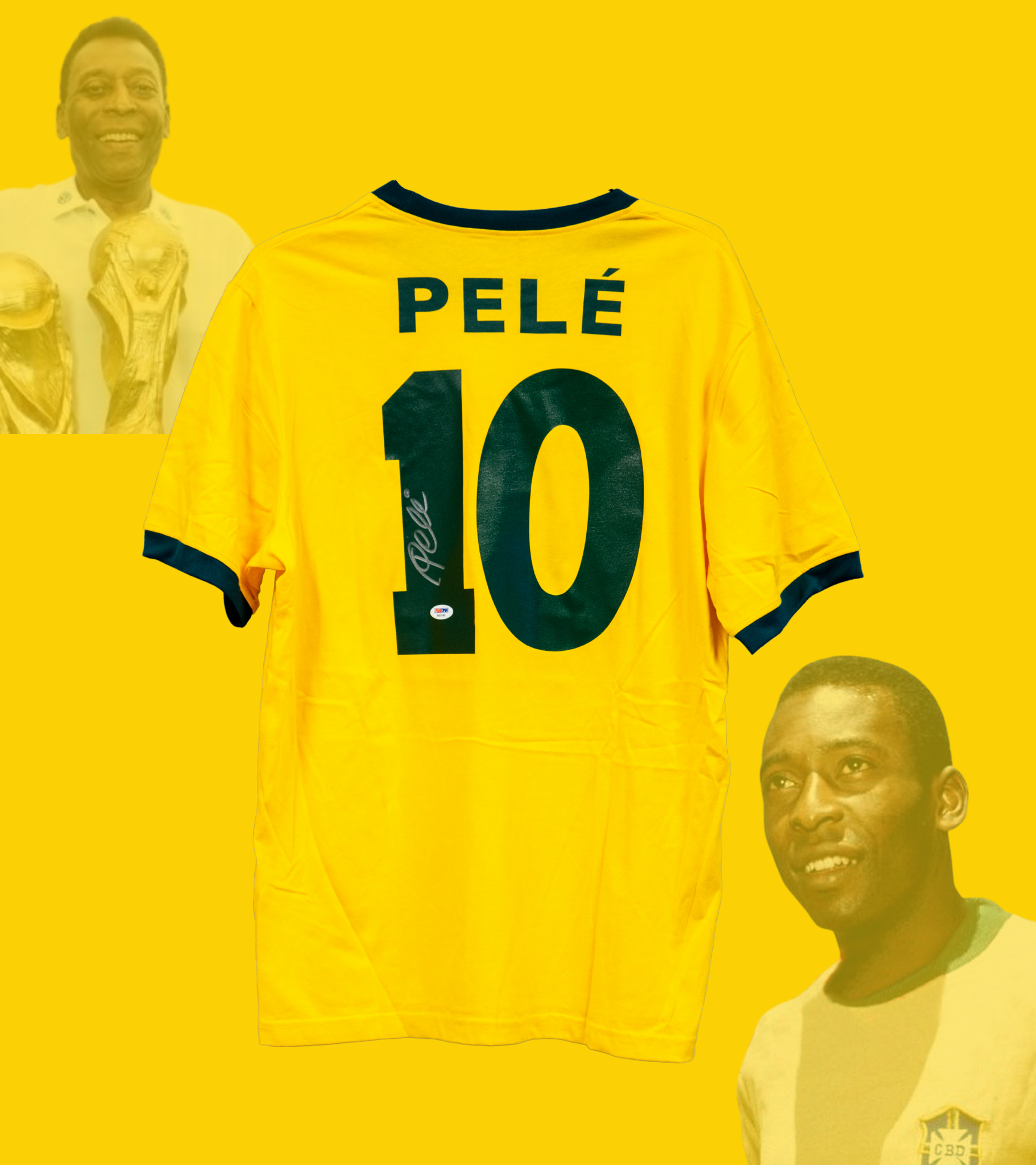 Signert Pele Brasil hjemmedrakt