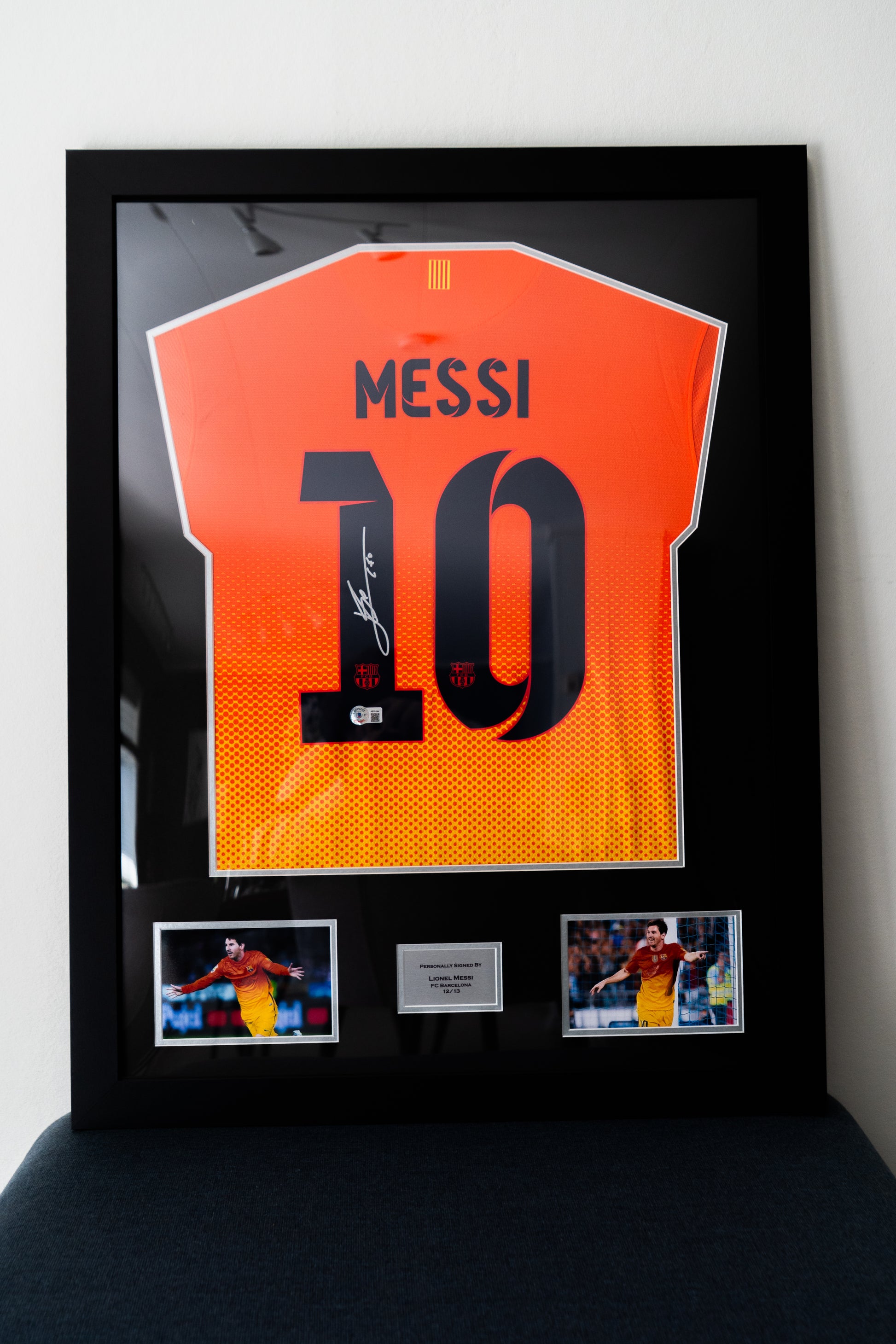 Signert Innrammet Messi Barcelona bortedrakt 12/13