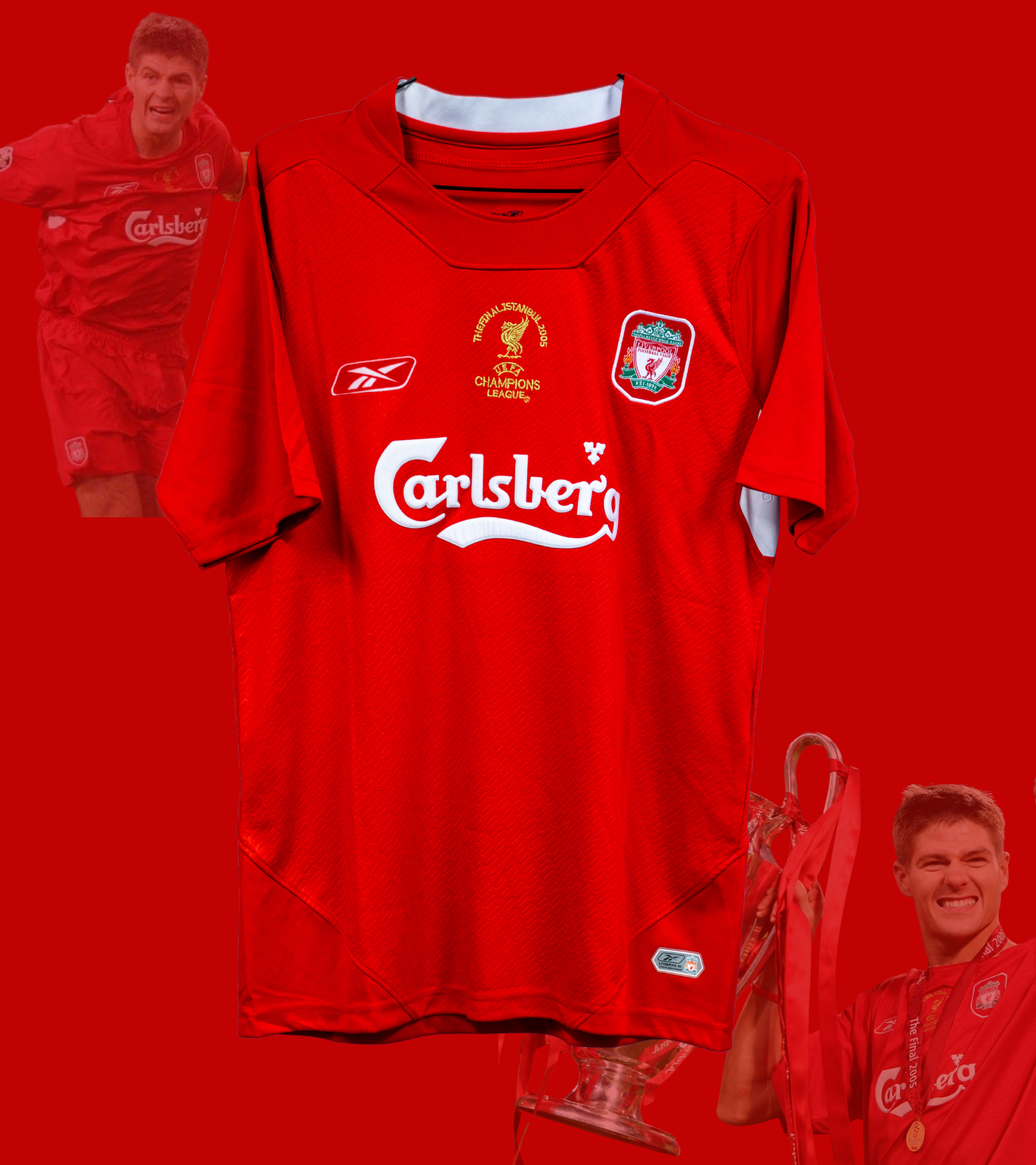 Signert Steven Gerrard Liverpool drakt - CL Finale Instanbul 2005