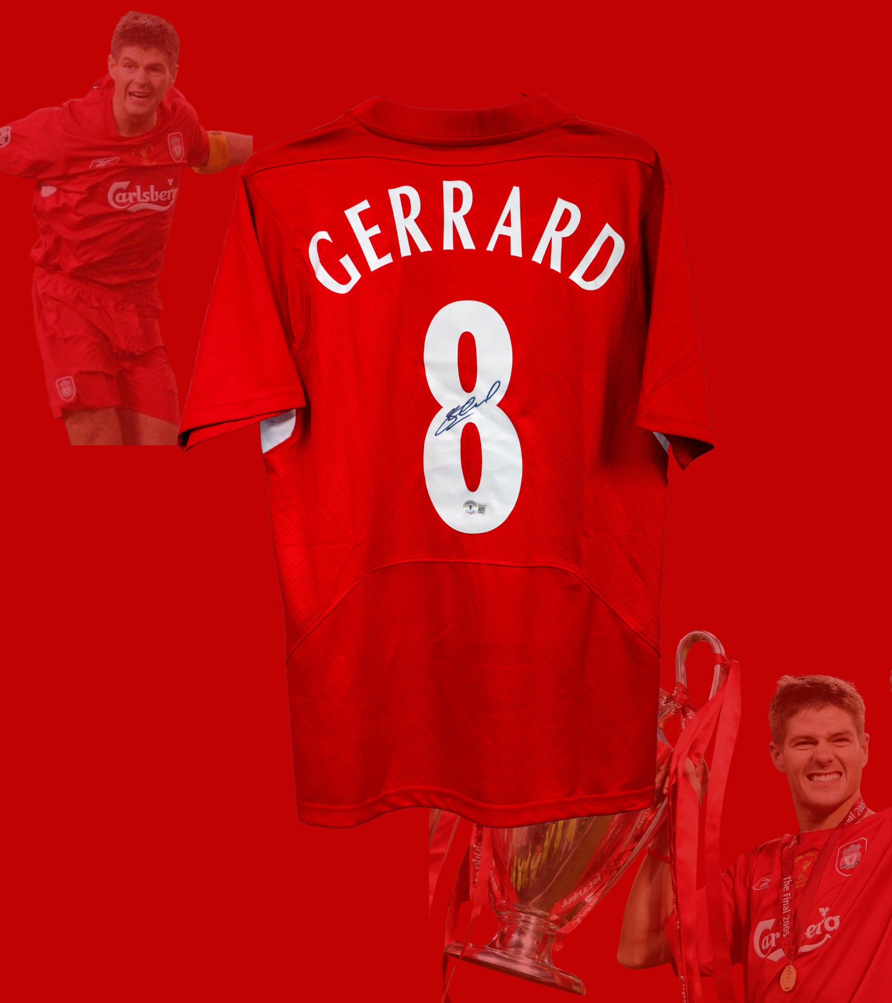 Signert Steven Gerrard Liverpool drakt - CL Finale Instanbul 2005
