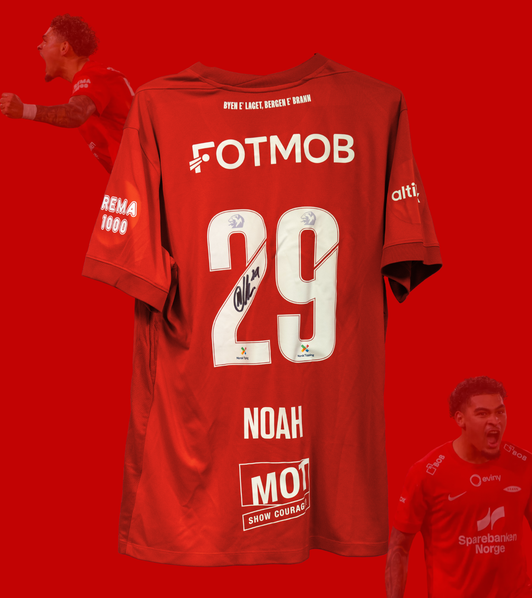 Signert og Kampbrukt Noah Holm Brann drakt