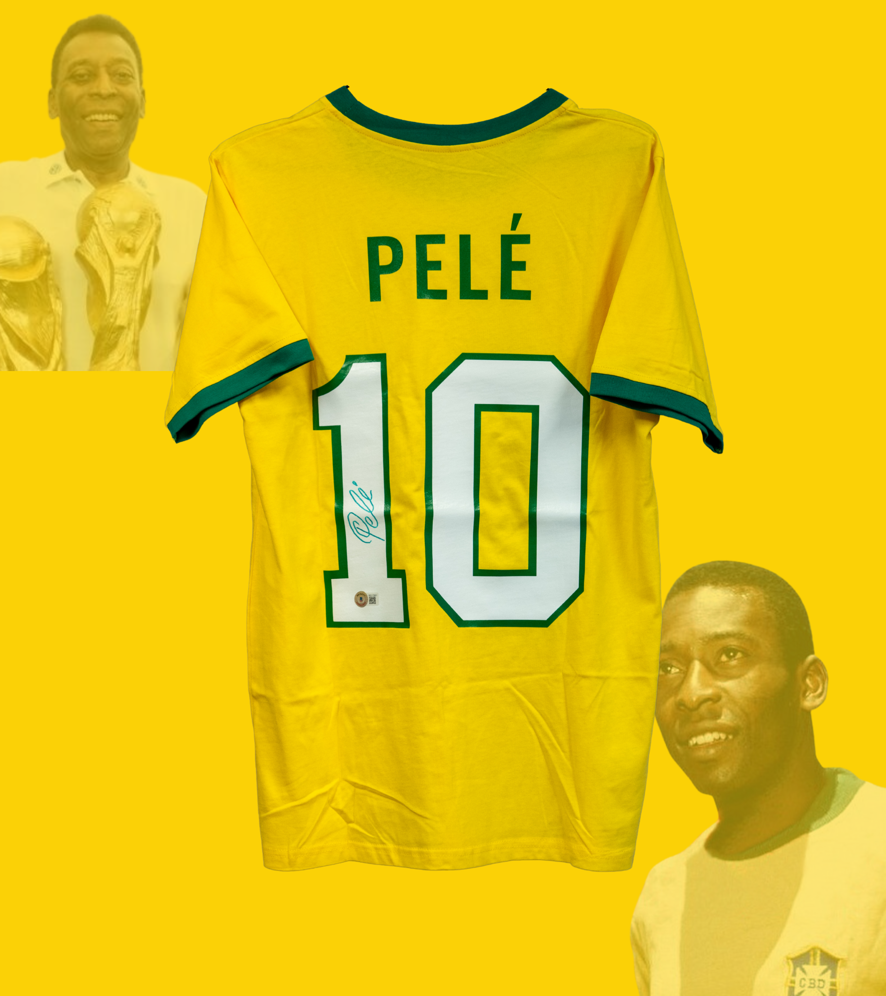 Signert Pele Brasil drakt