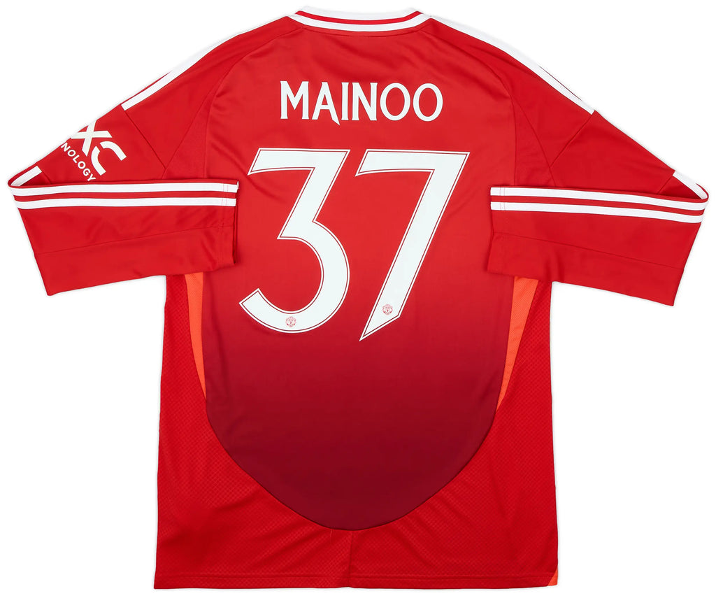 2024-25 Manchester United Hjemme Player Issue L/S drakt Mainoo #37